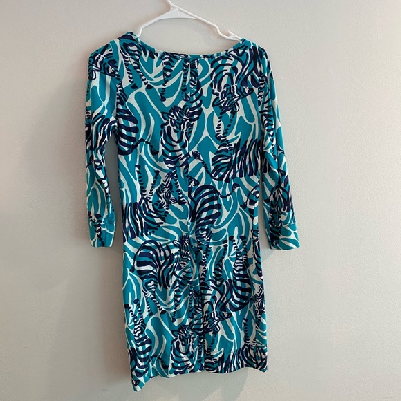 Lilly Pulitzer cotton dress, 3/4 sleeve, Game Zebra print - Picture 2 of 4